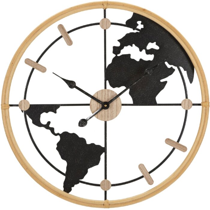 Mauro Ferretti reloj de pared mundo Ø 60x5 cm marrón negro