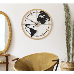 Mauro Ferretti reloj de pared mundo Ø 60x5 cm marrón negro