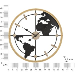 Mauro Ferretti reloj de pared mundo Ø 60x5 cm marrón negro
