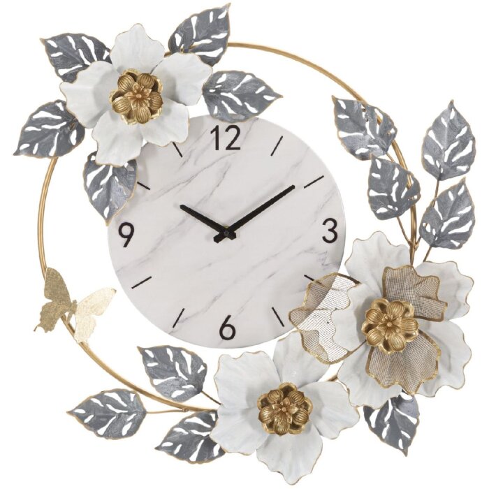 Mauro Ferretti reloj de pared flores 64x8x64 cm blanco gris