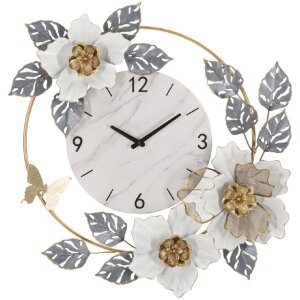 Mauro Ferretti reloj de pared flores 64x8x64 cm blanco gris