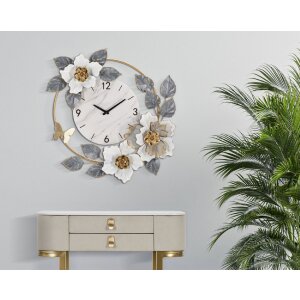 Mauro Ferretti reloj de pared flores 64x8x64 cm blanco gris