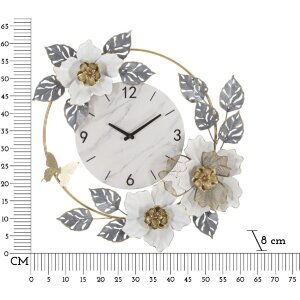 Mauro Ferretti reloj de pared flores 64x8x64 cm blanco gris