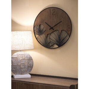Mauro Ferretti reloj de pared super esfera de madera Ø 60x2 cm marrón negro