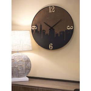 Mauro Ferretti reloj de pared city Ø 60x2 cm negro marrón