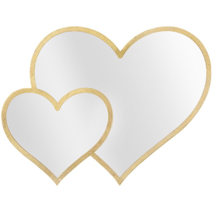 Espejo de pared Mauro Ferretti doble corazón 65x2x50 cm oro