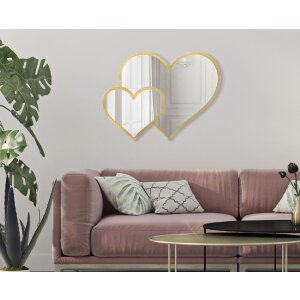 Espejo de pared Mauro Ferretti doble corazón 65x2x50 cm oro