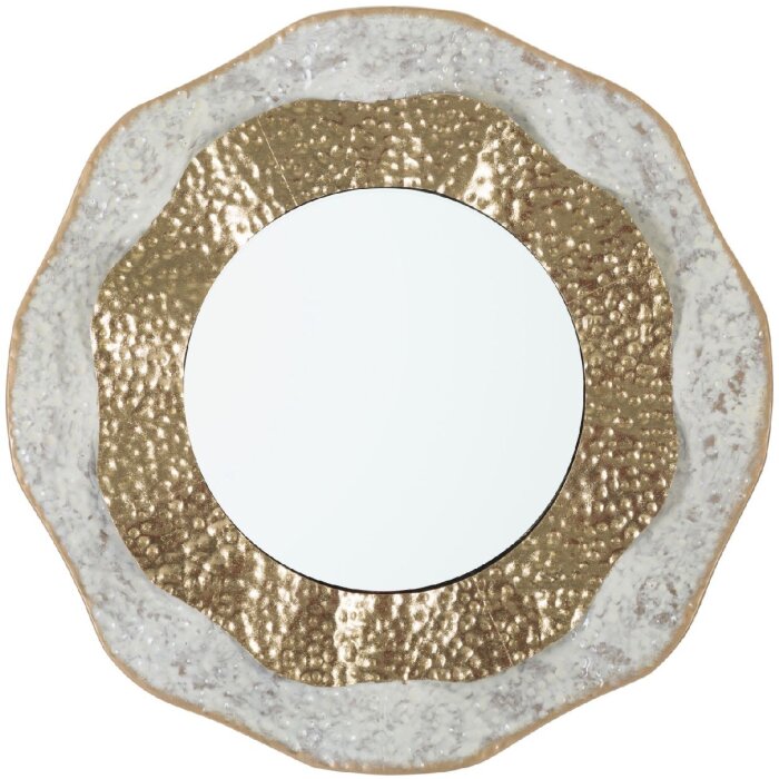 Espejo de pared Mauro Ferretti Shai Light Ø 54,5x4,5 cm crema dorado