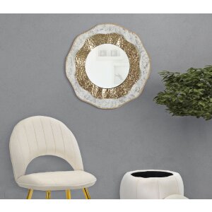 Espejo de pared Mauro Ferretti Shai Light Ø 54,5x4,5 cm crema dorado