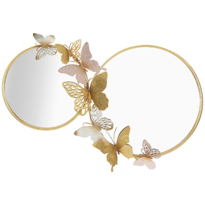 Espejo de pared Mauro Ferretti Doble Farfalle Rosa 81x3x52,5 cm oro rosa