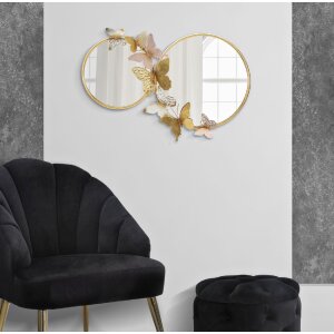 Espejo de pared Mauro Ferretti Doble Farfalle Rosa 81x3x52,5 cm oro rosa