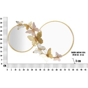 Espejo de pared Mauro Ferretti Doble Farfalle Rosa 81x3x52,5 cm oro rosa