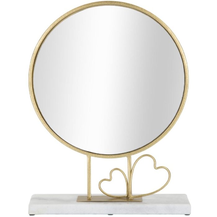 Mauro Ferretti mesa espejo corazón 30x9x39,5 cm mármol dorado