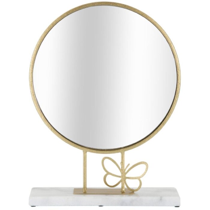 Espejo de mesa Mauro Ferretti mariposa 30x9x39,5 cm mármol dorado