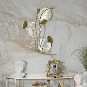 Espejo de pared Mauro Ferretti triple flujo 65x8x88 cm oro