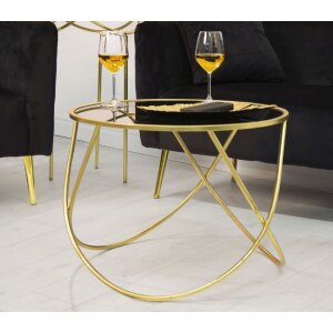 Mesa auxiliar Mauro Ferretti Anillo Ø 60x45 cm oro negro