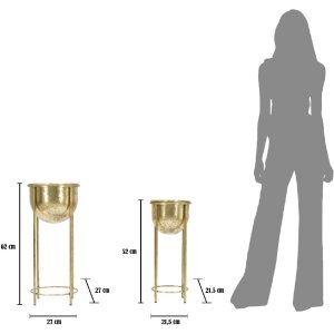 Jardinera Mauro Ferretti set de 2 Ø 27x62 y 21,5x52 cm oro