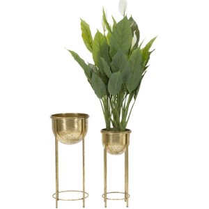 Jardinera Mauro Ferretti set de 2 Ø 27x62 y 21,5x52 cm oro