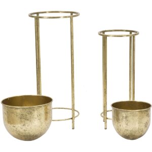 Jardinera Mauro Ferretti set de 2 Ø 27x62 y 21,5x52 cm oro