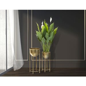Jardinera Mauro Ferretti set de 2 Ø 27x62 y 21,5x52 cm oro
