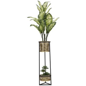 Jardinera Mauro Ferretti Doppio Ø 23x80 cm oro negro