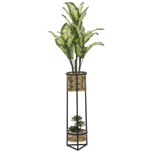 Jardinera Mauro Ferretti Doppio Ø 23x80 cm oro negro