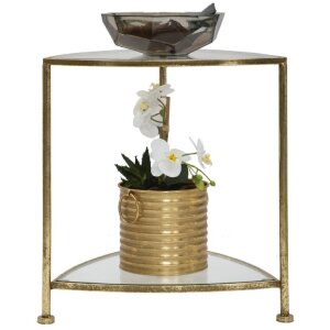 Mauro Ferretti mesa auxiliar 2 estantes 45x45x50 cm oro