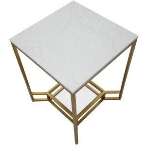 Mauro Ferretti mesa auxiliar Doble Mármol 47x47x60 cm oro blanco