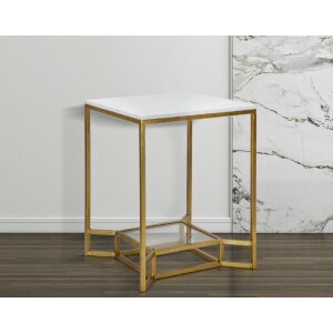 Mauro Ferretti mesa auxiliar Doble Mármol 47x47x60 cm oro blanco