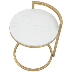 Mauro Ferretti mesa auxiliar mármol redonda 40x43x50 cm oro blanco