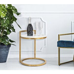 Mauro Ferretti mesa auxiliar mármol redonda 40x43x50 cm oro blanco