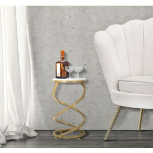 Mauro Ferretti mesa auxiliar espiral mármol Ø 27,5x47,5 cm oro blanco