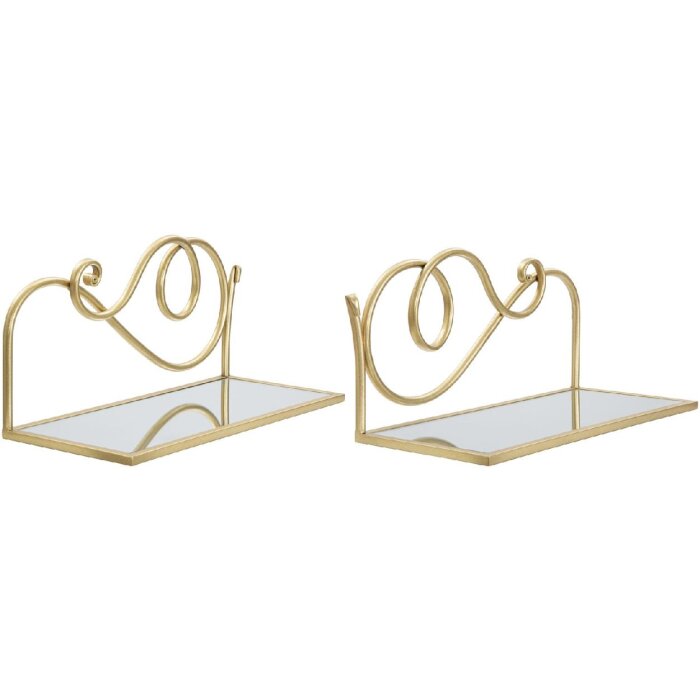 Estantería de pared Mauro Ferretti set de 2 41,5x18x20,5 cm oro