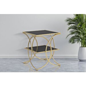 Mauro Ferretti mesa auxiliar doble 45x45x55 cm oro negro