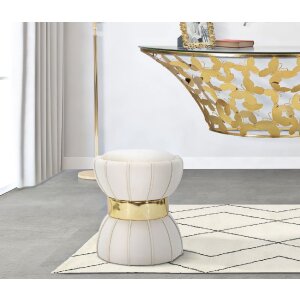 Mauro Ferretti Taburete flor Ø 40x44 cm crema oro