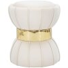 Mauro Ferretti Taburete flor Ø 40x44 cm crema oro
