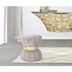 Mauro Ferretti Taburete flor Ø 40x44 cm gris oro
