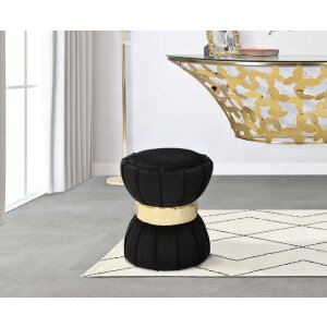 Mauro Ferretti Taburete flor Ø 40x44 cm oro negro