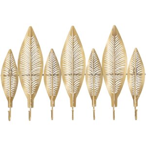 Perchero de pared Mauro Ferretti hoja larga 65x6x42,5 cm oro