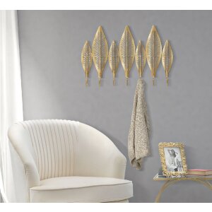 Perchero de pared Mauro Ferretti hoja larga 65x6x42,5 cm oro