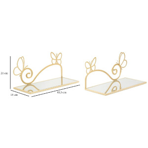 Mauro Ferretti soporte de pared juego mariposa 2 piezas 41,5x18x21 cm oro