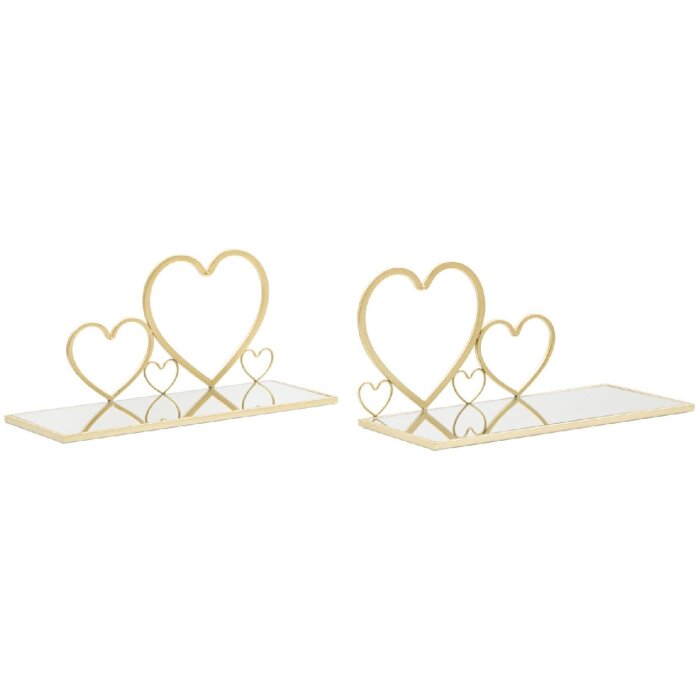 Consola de pared Mauro Ferretti juego corazones 2 piezas 41,5x18x21 cm oro