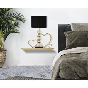 Consola de pared Mauro Ferretti juego corazones 2 piezas 41,5x18x21 cm oro