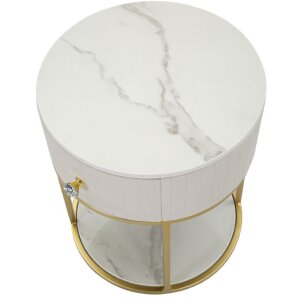 Mauro Ferretti mesita de noche Montpellier Ø 42x48 cm oro crema blanco