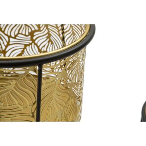 Mauro Ferretti Leavy florero set de 2 Ø 21x40 y 19x22 cm oro negro