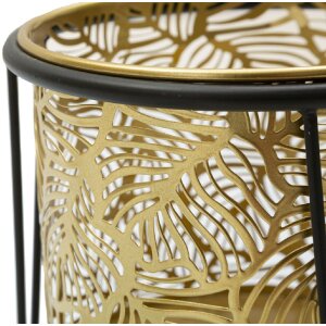Mauro Ferretti Leavy florero set de 2 Ø 21x40 y 19x22 cm oro negro