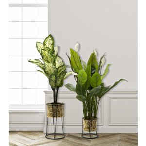 Mauro Ferretti Leavy florero set de 2 Ø 21x40 y 19x22 cm oro negro