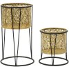 Mauro Ferretti Leavy florero set de 2 Ø 21x40 y 19x22 cm oro negro