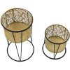 Mauro Ferretti Leavy florero set de 2 Ø 21x40 y 19x22 cm oro negro