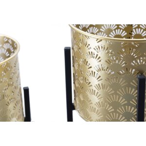Mauro Ferretti Glissy florero set de 2 Ø 21x38 y 19x28 cm oro negro